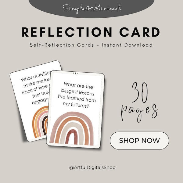Reflection Card, Mindfulness, Self Reflection, Printable, Self-Esteem