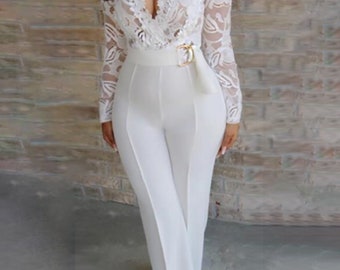 white lace top jumpsuit