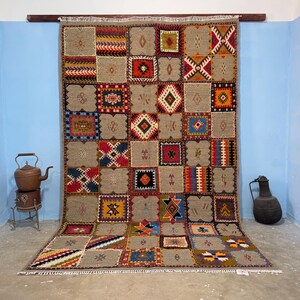 Colorful Handmade Berber Wool Rug, Authentic Moroccan Area Rug, Handwoven, Embroidered & Hand-Knotted, Natural Wool, Natural Dyes
