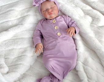 Lavender knotted gown and matching headband set