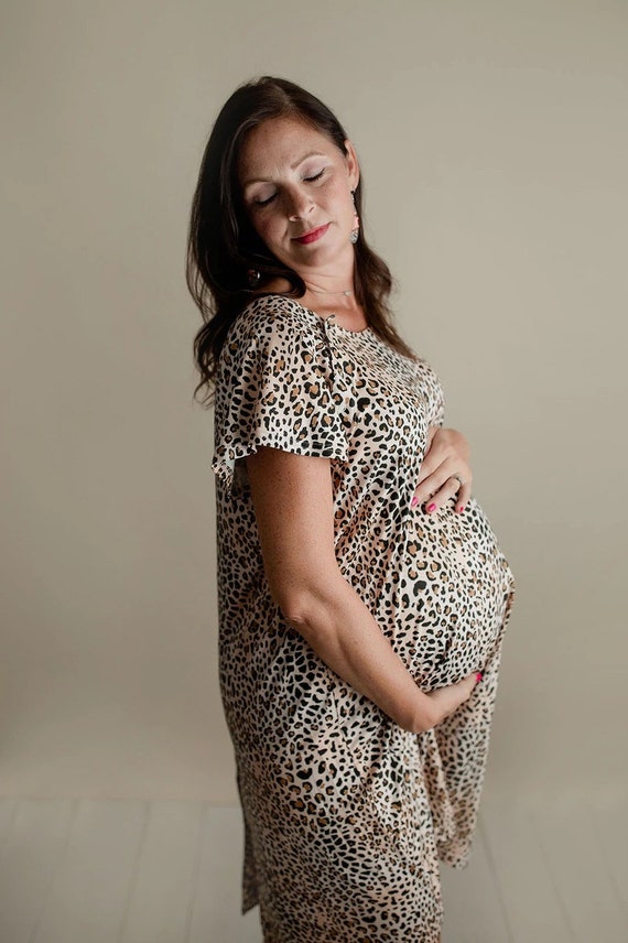 New Arrival Leopard Print Labor and Delivery nursing Gown Etsy UK