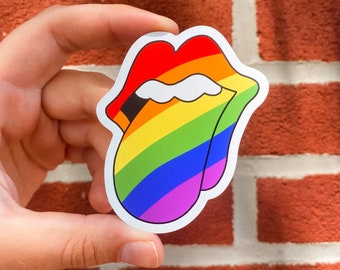 Pride Rainbow Flag Rolling Stones Tongue Magnet - Rainbow Pride Magnet - Fridge Magnet - Car Magnet - LGBT Magnet