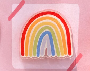 Rainbow Doodle Acrylic Pin - LGBTQ Pride Pin, LGBTQ pin - Pride Pin - Rainbow Aesthetic - Backpack and Denim Jacket Pins