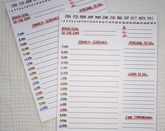 Daily Planner Notepad | Hourly Schedule (7AM–10PM) | Goal + To Do Organizer | Meal Planning Pad | Cute Productivity Planner | Tati JPG