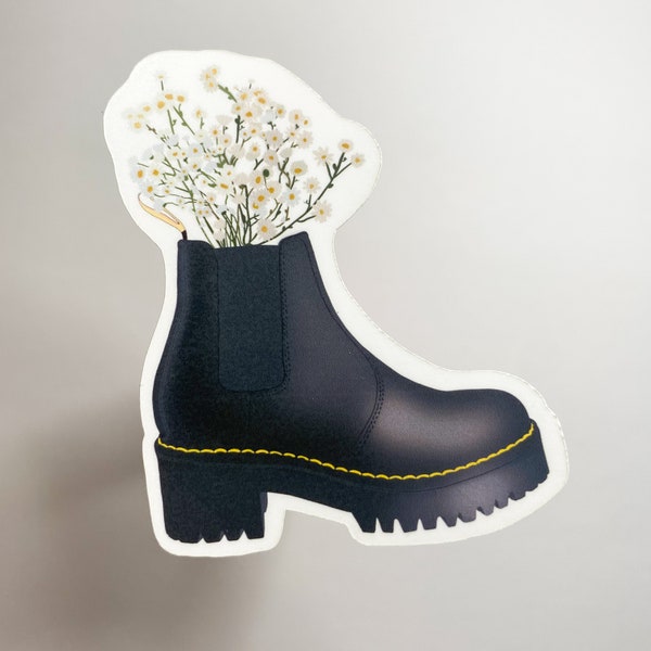 Dr. Martens Stickers - Dr. Marten with flowers - Doc Marten Edgy sticker - Flower lovers - weatherproof sticker - tatiJPG