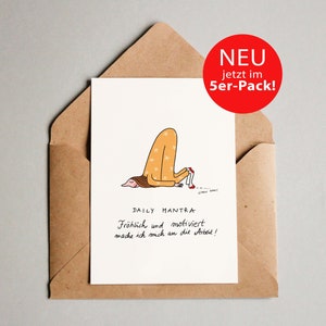 5er-Pack Lustige Postkarten mit Mantra: Motiviert /Grußkarte/Kunstdruck