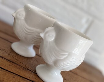 Set/2 French Inspired Egg Cup Holders with Spoon The Ferme de Lac The Lake Farm Faye 007575 Set/2 French Inspired Egg Cup Holders with Spoon The Ferme de Lac The Lake Farm Faye 007575