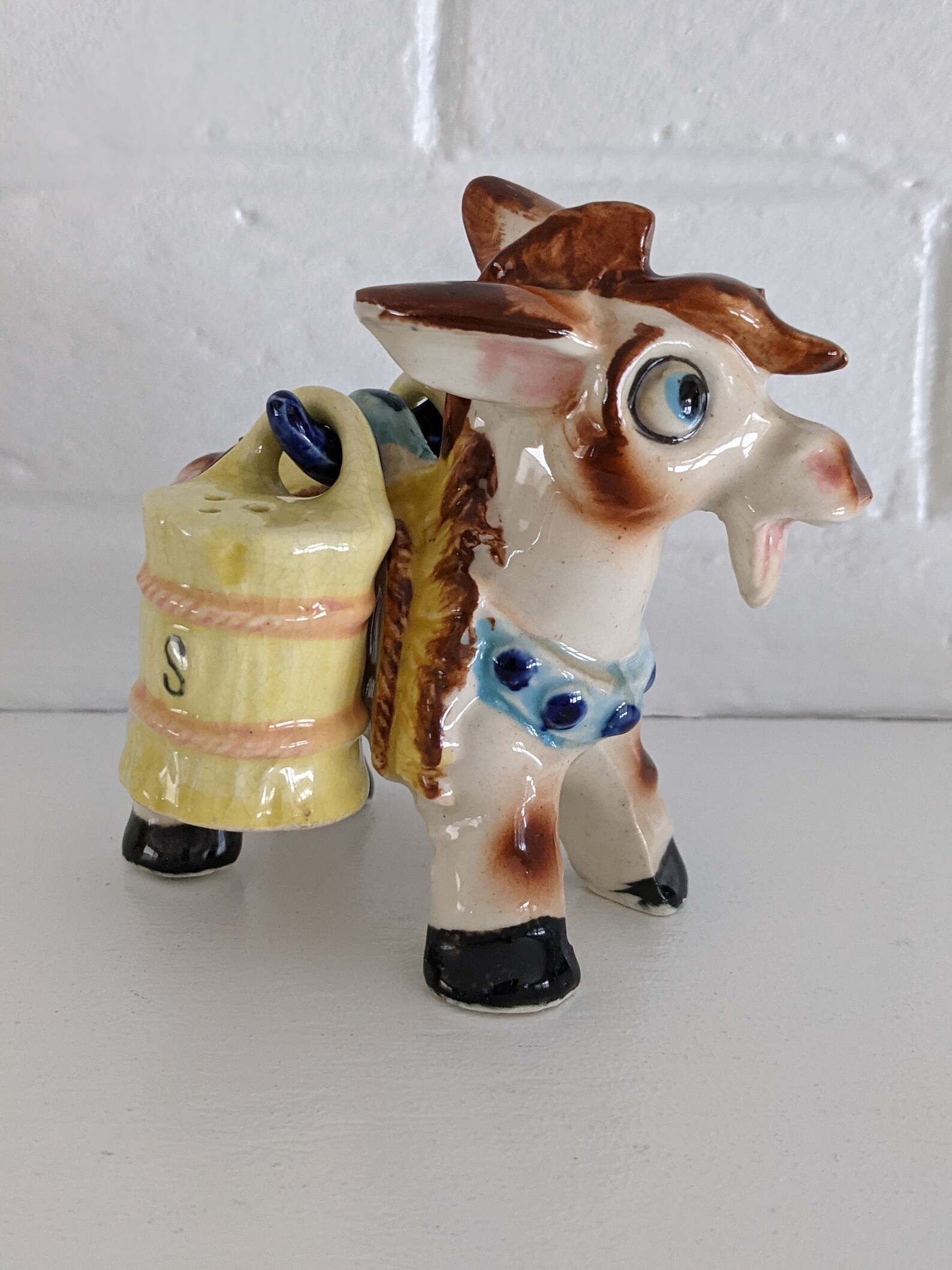 Vintage Donkey Salt & Pepper Shaker 3 Piece Set Farmhouse Etsy