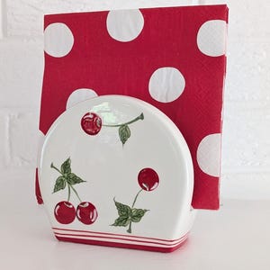 Vintage Ceramic CHERRY Napkin Holder | Cherry Kitsch Kitchen Decor