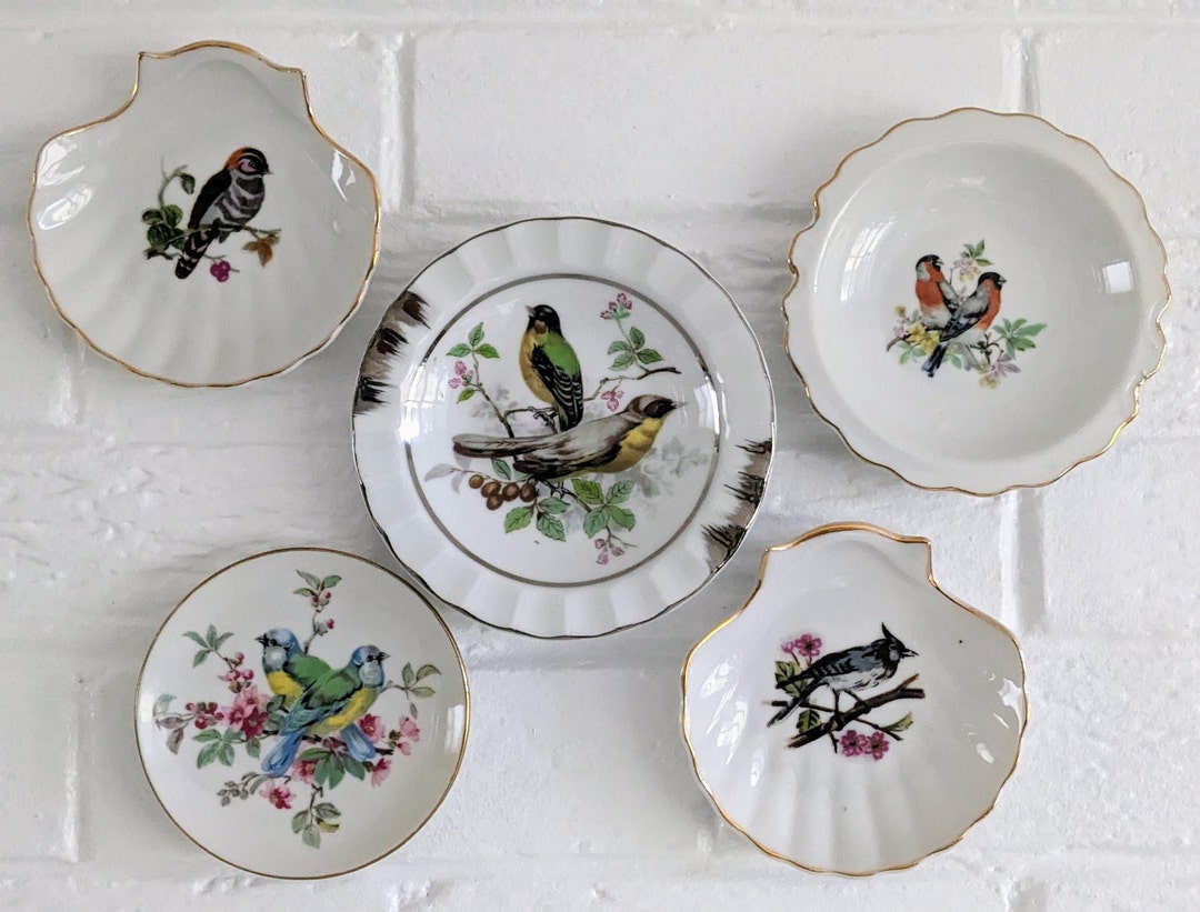 Vintage Bird Plates Set of 5 Curated Mixed & Matched Bird Etsy