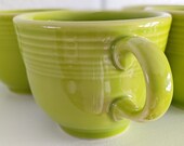 Vintage Lemongrass Yellow Fiesta Cups Set of 4 Homer Laughlin Fiestaware (Post 1986) Lemongrass Cups Yellow Coffee Cup, Yellow Teacup