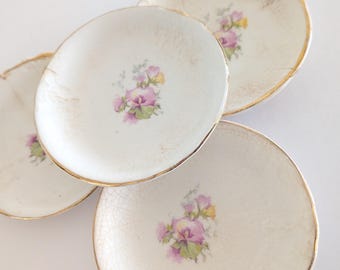 ANTIQUE Floral Butter Pats, SET of 4