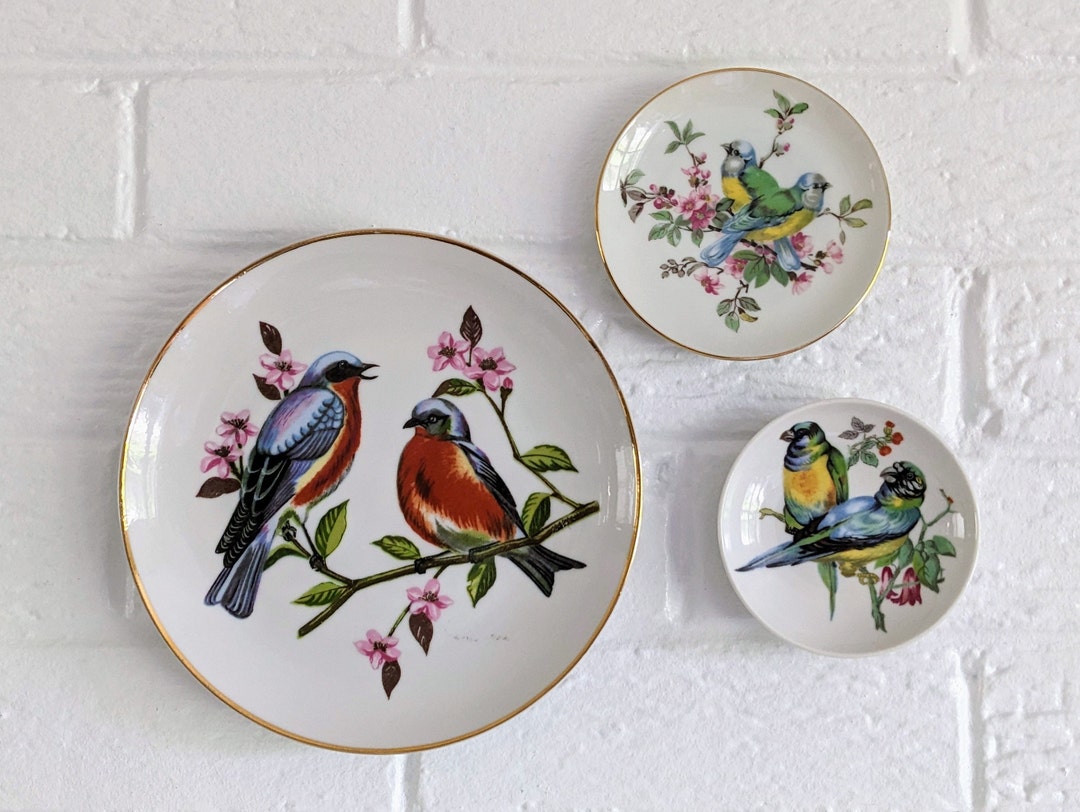 Vintage Bird Plates SET of 3 Curated Mixed & Matched Bird Etsy