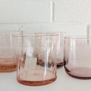 Vintage PLUM and PINK Old Fashioned, Rocks, Cocktail Glasses, SET of 4 | Pink Barware