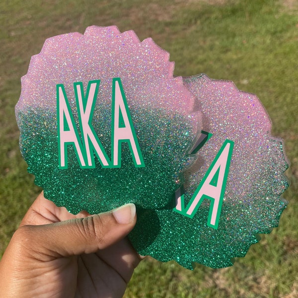 AKA pink and green glitter coasters!