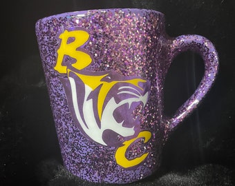 Taza de café con purpurina de los Benedict College Tigers, regalo para exalumnos de la HBCU