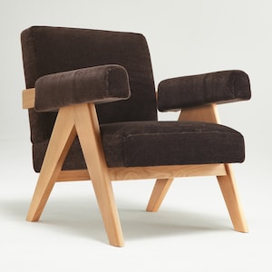 Chandigarh Upholstered Armchair Upholstered In Maison Pierre Frey &quot;Teddy&quot; Mohair — Made In Italy
