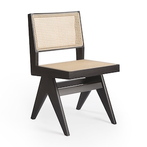 Set Of Two: Chandigarh Jeanneret Dining Side Chair With V Legs, Contract Grade, FSC-Certified — Made In Italy
