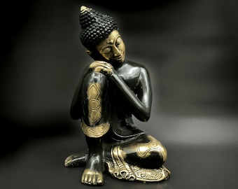 Sleeping Buddha Statue, 9 inch, Bronze Buddha Figurine, Buddhist on Altar, Meditating Buddha, Spiritual Gifts, Home Decor, Rare Item