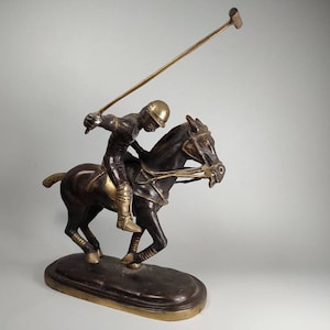 Bronze Polo Sport Statue 12.5 inch, Playing Polo Sport, Bronze Sculpture, Horse Statue, Decorative Statue, Gift For Him, Birthday Gift