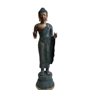 Bronze Buddha Skulptur, 72 cm, Antike Buddha, Buddha Figur, buddhistischer Altar, Meditation Buddha, stehender Buddha, Wohnkultur