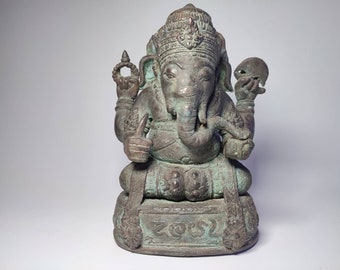 Antique Ganesha Statue, Lord Ganesh, Javanese Style, 10.2 Inch, Sitting Ganesha, Ganesha Idol, Collectable Gift, Home Decor,