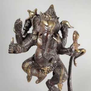 Bronze Ganesha Statue, Lord Ganesh, Dancing Ganesha on Cobra, Ganesha idol, Decorative Ganesha, Ganesha on altar, Rare item, 9.8 inch