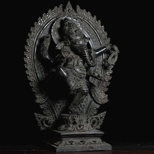 Bronze Ganesha Statue, Lord Ganesh, Dancing Ganesha, Ganesha idol, Decorative Ganesha, Ganesha on altar, 13.7 inch, Year Gift