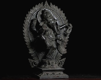 Bronze Ganesha Statue, Lord Ganesh, Dancing Ganesha, Ganesha idol, Decorative Ganesha, Ganesha on altar, 13.7 inch, Year Gift