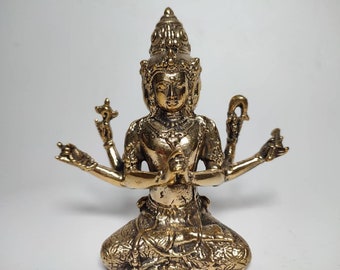Tri Murti Statue, Bronze Tri Murti God, Brahma God, Vishnu God, Shiva God, Hindu God Figurine, Home Decor, Birthday Gift, 4.7 inch