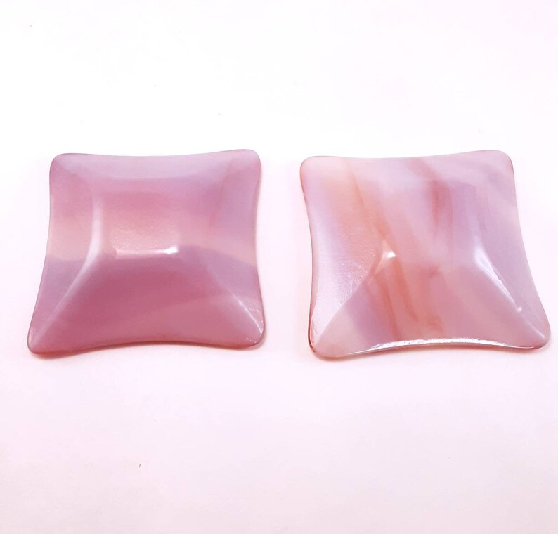 Fused glass dishes in brown chocolate color pair square