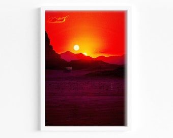 Star Wars A New Hope Tatooine Binary Sunset Sand Crawler Vaporator Fine Art subtiele poster downloaden