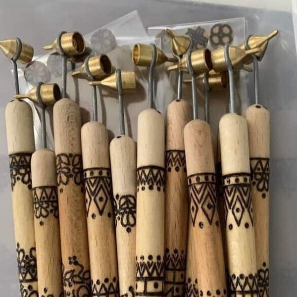 Kistka, Kistka set, Decorated wood burned kistka, Egg decorating tool, Pysanky supplies, Pysanky kit, Hot wax pen, Easter egg kit