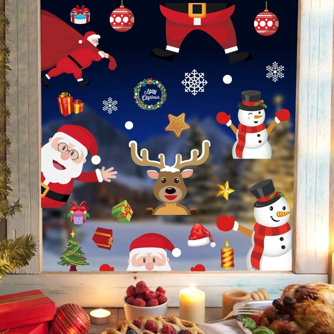Christmas Window Clings 90 Pcs Custom Window Decals | Etsy