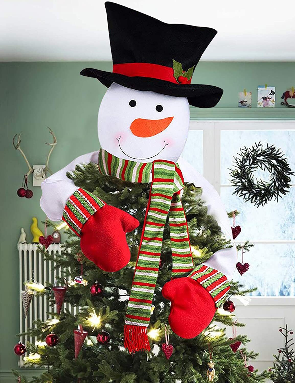Christmas Tree Topper Hanging Snowman Hugger Xmas Holiday Etsy