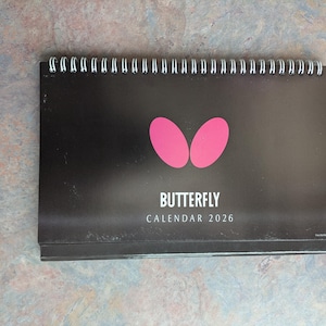 Butterfly Table Tennis Desk Calendar 2026 image 1