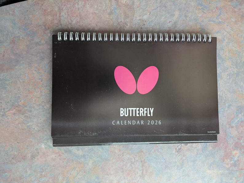 Butterfly Table Tennis Desk Calendar 2026 image 1
