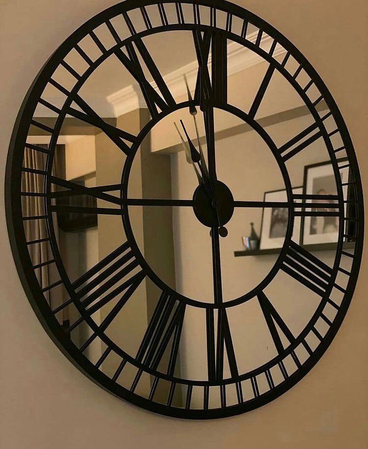 Roman Numeral Mirrored Wall Clock Mirrored Wall Clock Etsy
