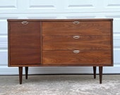 Walnut and Brass Credenza by Bassett