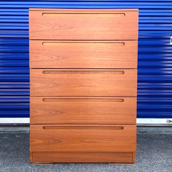 Danish Modern Teak Tall Dresser