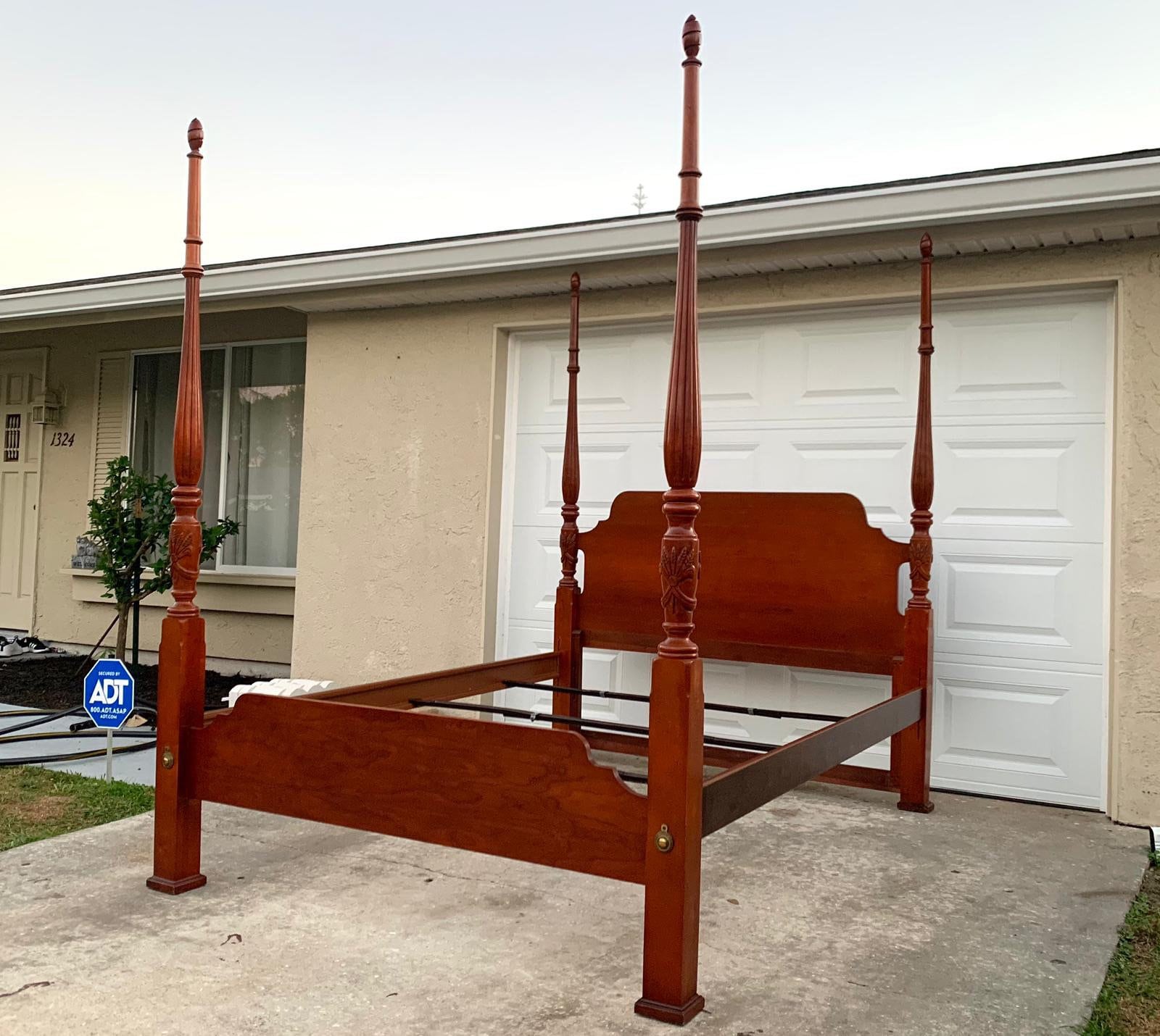 Cherry Rice Carved Queen Size Bed Etsy