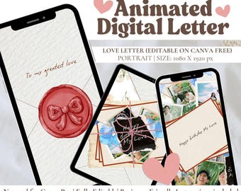 Bonita carta de amor animada, regalo virtual para pareja en una relación a distancia. Ideas de regalos digitales para cumpleaños, regalo personal para novio, tarjeta virtual de aniversario.