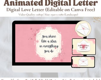 Bonita carta de amor animada, regalo virtual para pareja en una relación a distancia. Ideas de regalos digitales para cumpleaños, regalo personal para novio, tarjeta virtual de aniversario.