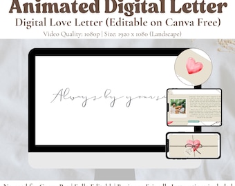 Bonita carta de amor animada, regalo virtual para pareja en una relación a distancia. Ideas de regalos digitales para cumpleaños, regalo personal para novio, tarjeta virtual de aniversario.