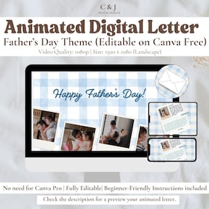 Linda carta animada digital personalizada Regalo del día del padre para papá Lindas ideas de regalos Regalo para hija para papá Linda tarjeta digital Día del padre