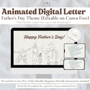 Linda carta animada digital personalizada Regalo del día del padre para papá Lindas ideas de regalos Regalo para hija para papá Linda tarjeta digital Día del padre