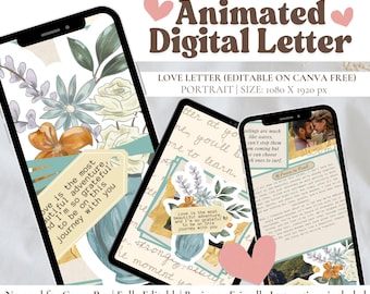 Bonita carta de amor animada, regalo virtual para pareja en una relación a distancia. Ideas de regalos digitales para cumpleaños, regalo personal para novio, tarjeta virtual de aniversario.