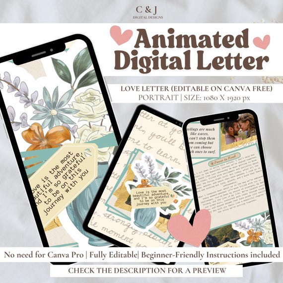 Cute Animated Love Letter Virtual Gift for LDR Couple Digital Gift