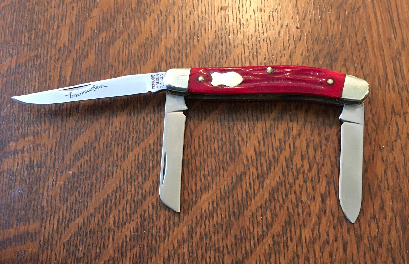 Schrade Walden Everlastingly Sharp Red Bone Handle Knife Etsy