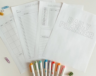 Printable Daily Planner – 16 Page Color-In PDF, Undated Monthly & Weekly Planner Pages, US Letter Size
